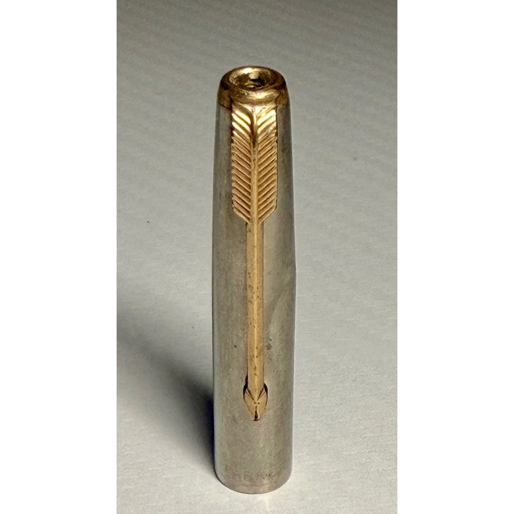 Parker 51 Pen Cap Good Vintage Silver Gold Arrow Clip Lustraloy Part